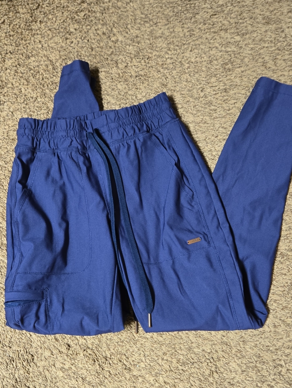 Women's Cherokee Navy Blue Drawstring Scrub Pants Tapered Leg